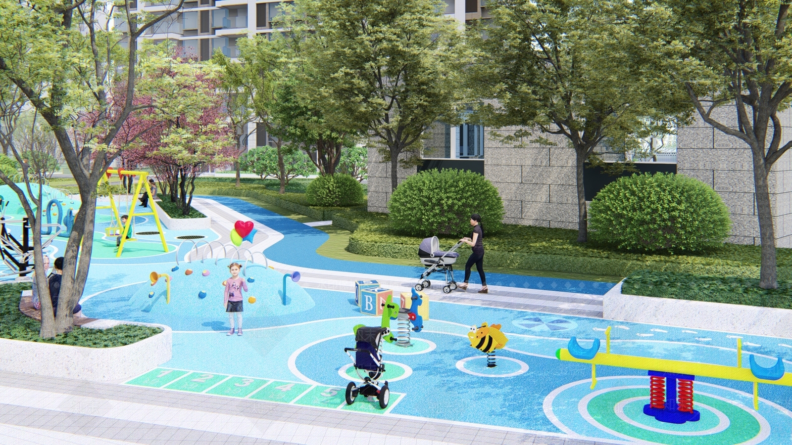现代风格住宅小区景观SU模型下载【ID:1156717505】