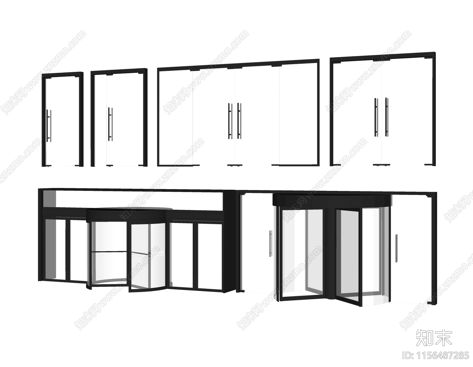 现代旋转门SU模型下载【ID:1156487285】