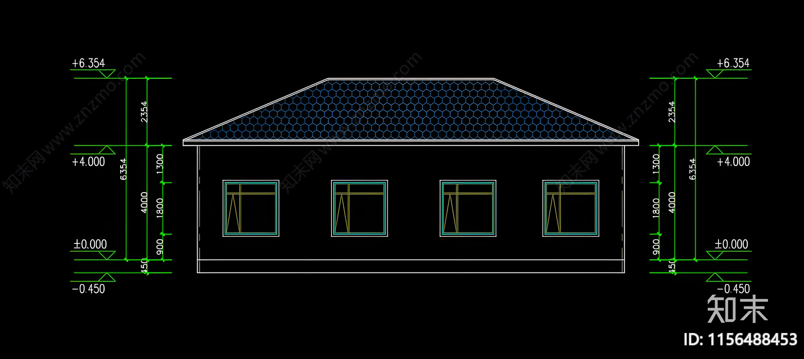 一层别墅建筑CAD施工图下载【ID:1156488453】