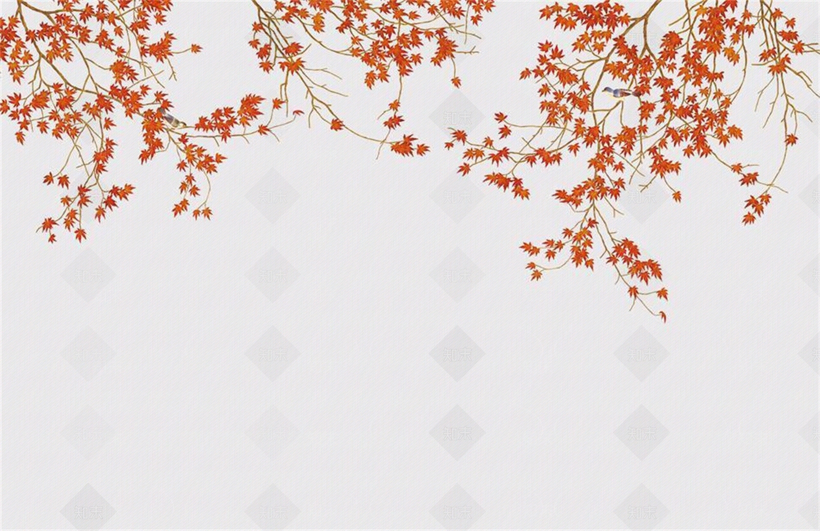 枫叶花鸟背景壁纸壁布贴图下载【ID:1156488455】