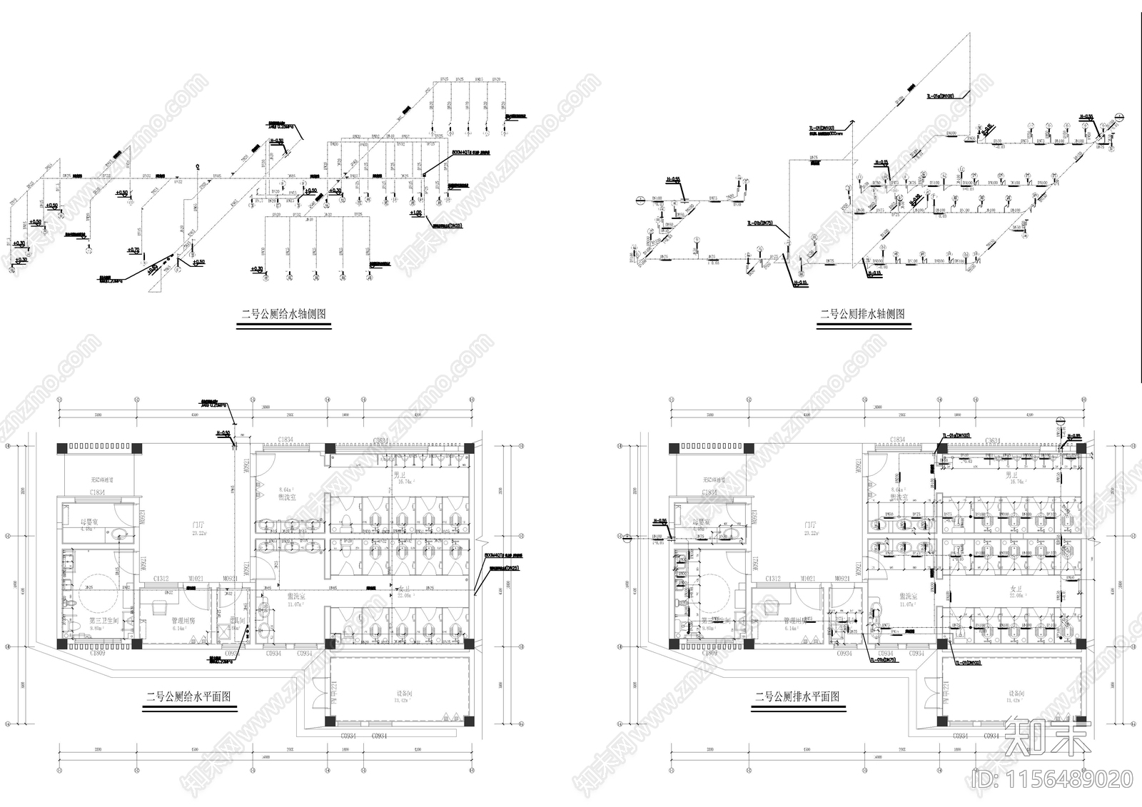 公共卫生间cad施工图下载【ID:1156489020】