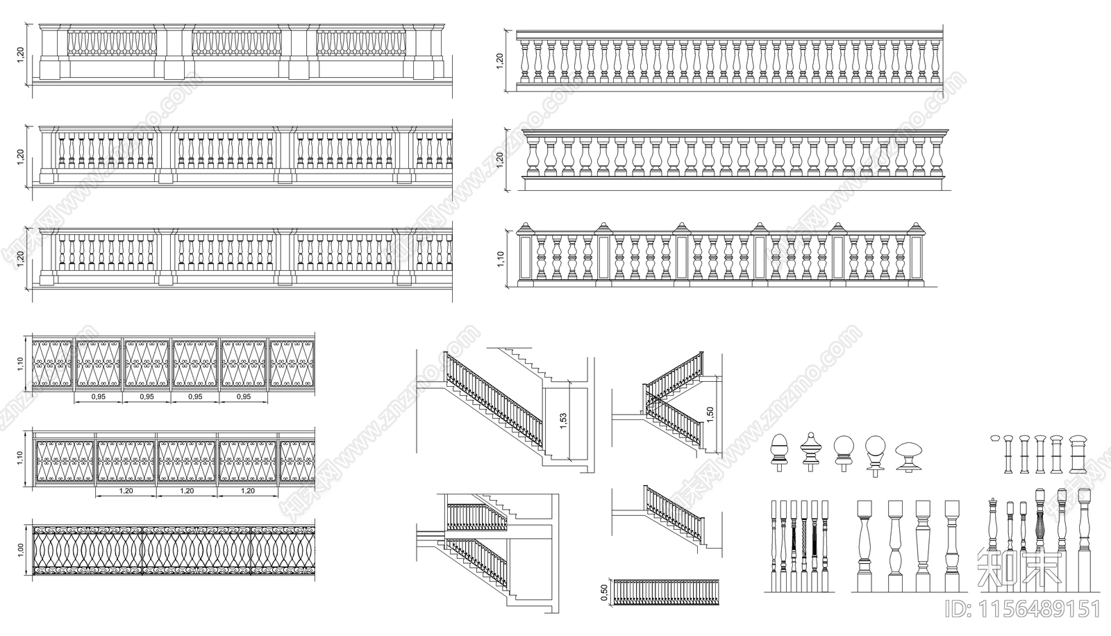 栏杆柱图库施工图下载【ID:1156489151】