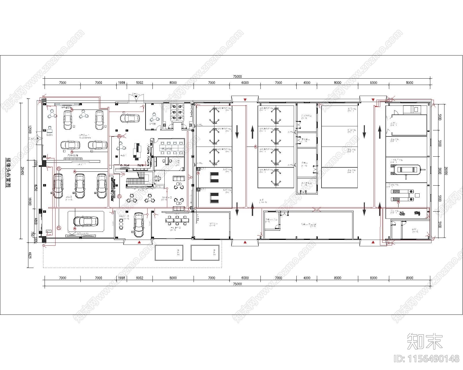 汽车展厅设计图施工图下载【ID:1156490148】
