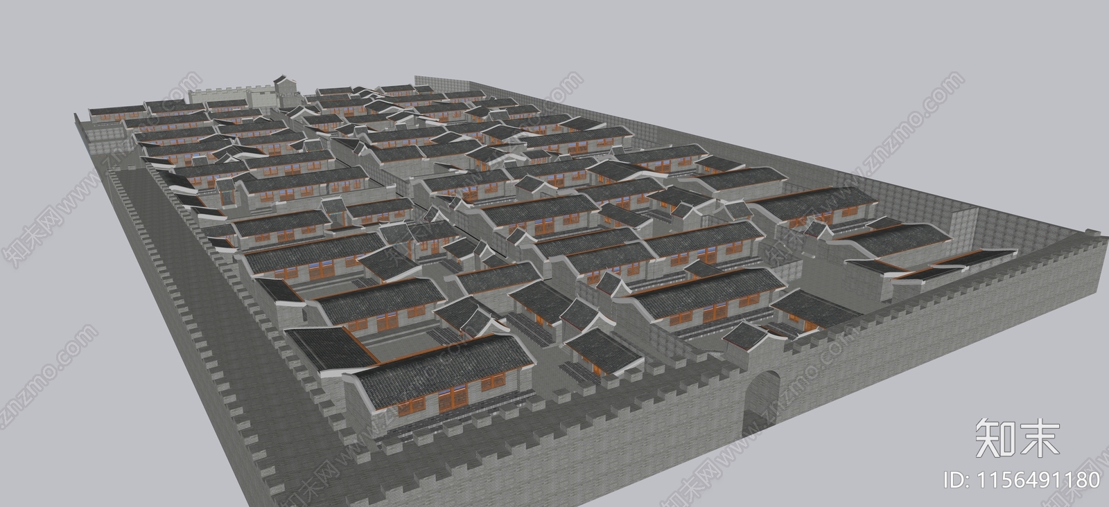 中式古建筑鸟瞰规划SU模型下载【ID:1156491180】