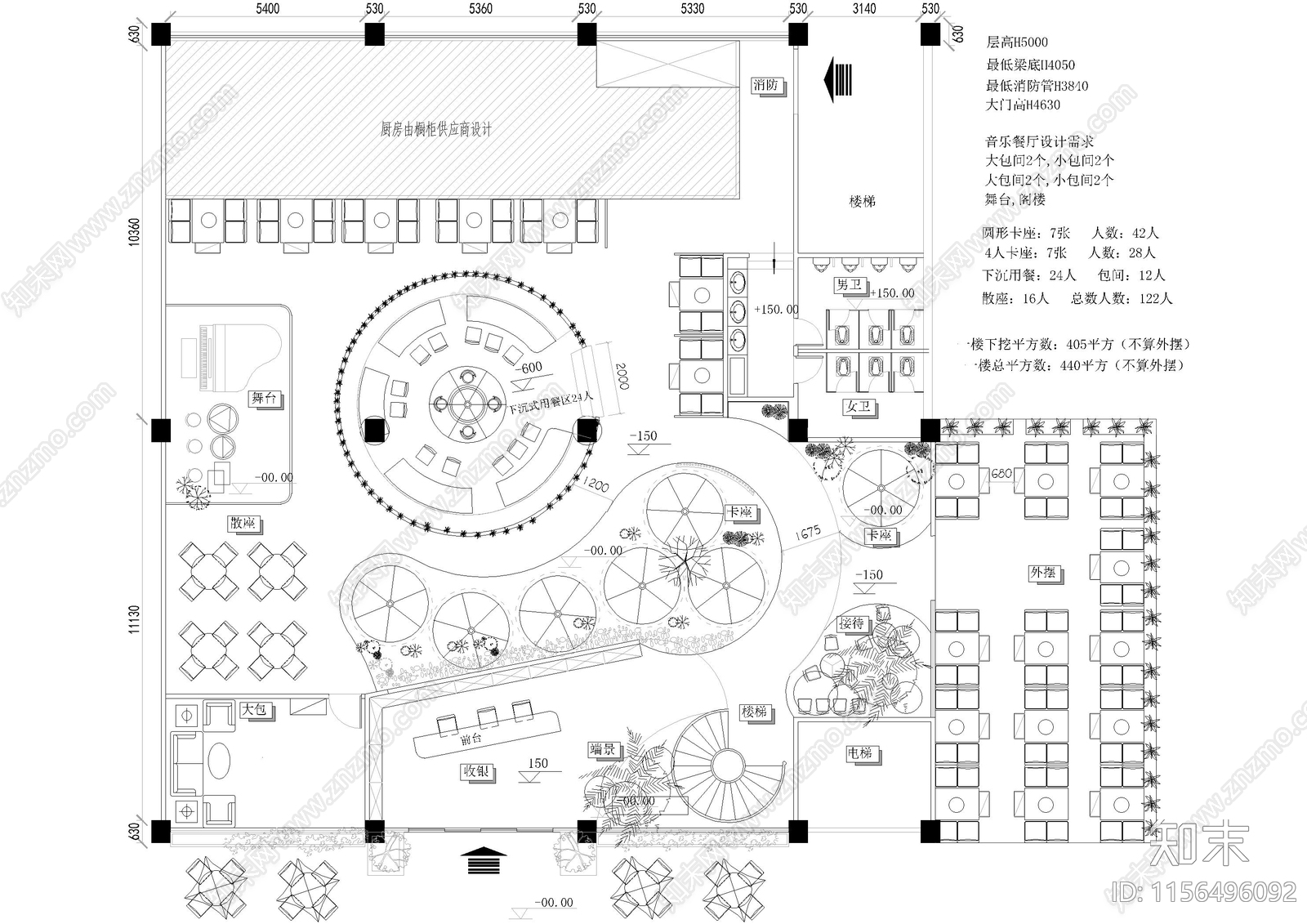 最全30套创意餐厅平面方案布置图施工图下载【ID:1156496092】