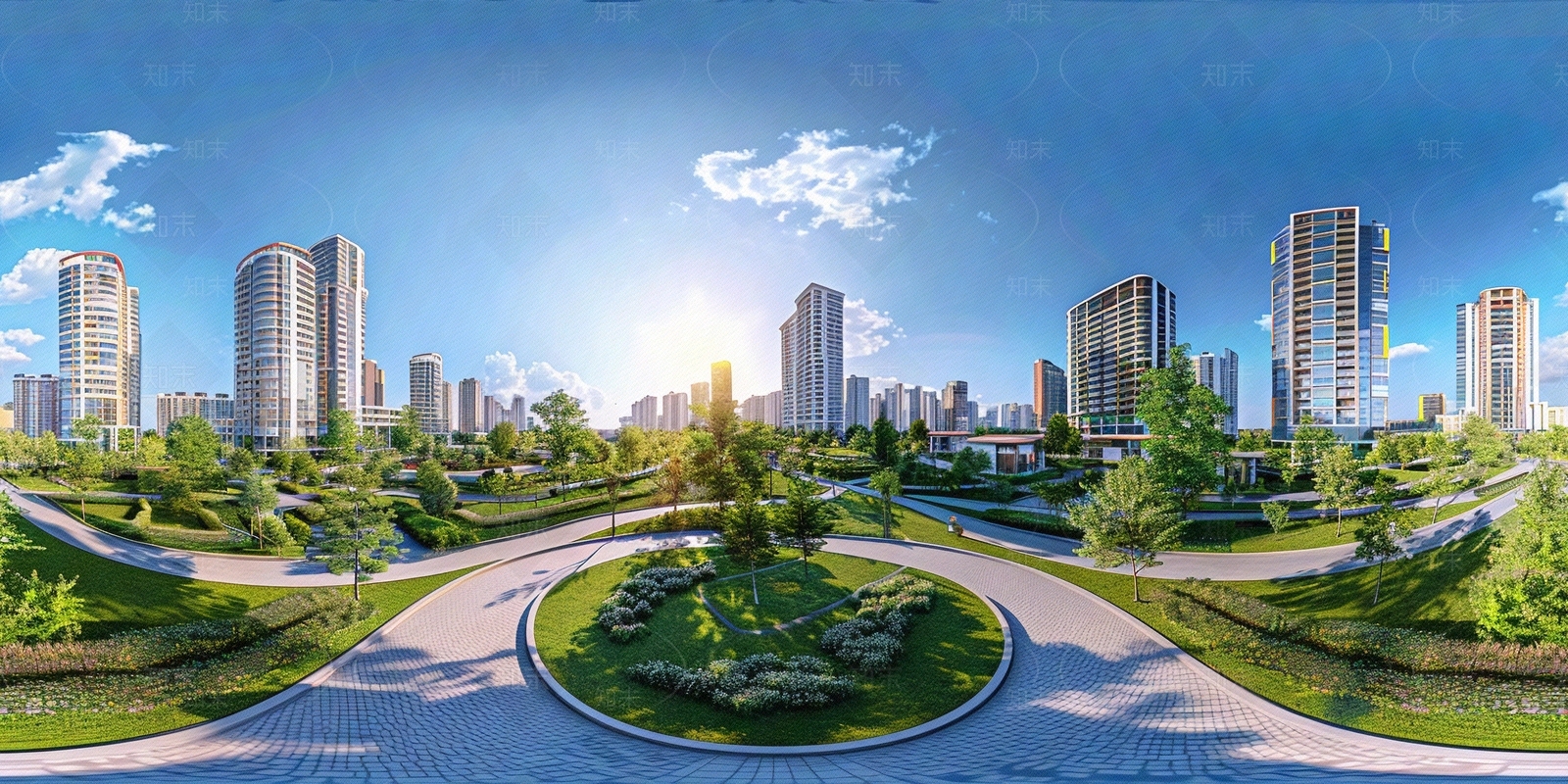 HDR城市小区外景日景贴图下载【ID:1156496579】