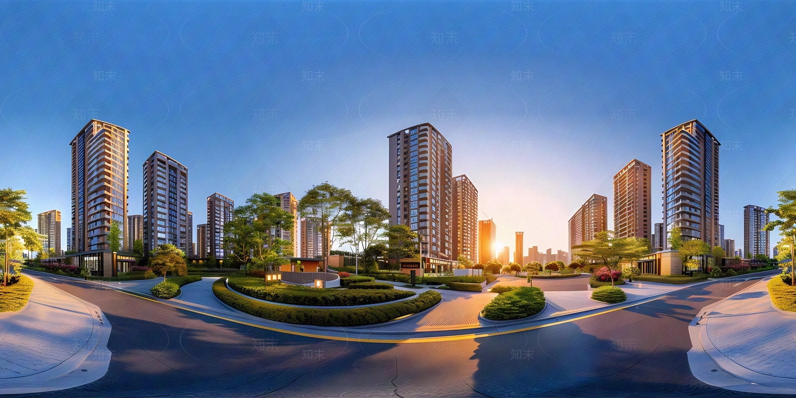 HDR城市小区外景日景贴图下载【ID:1156496686】