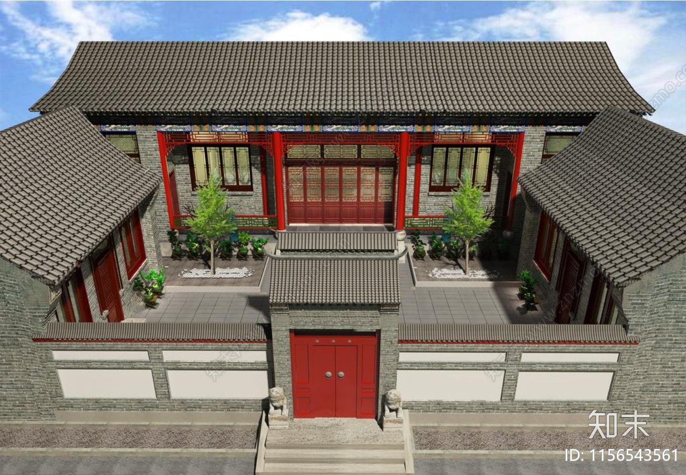 一层四合院建筑施工图下载【ID:1156543561】