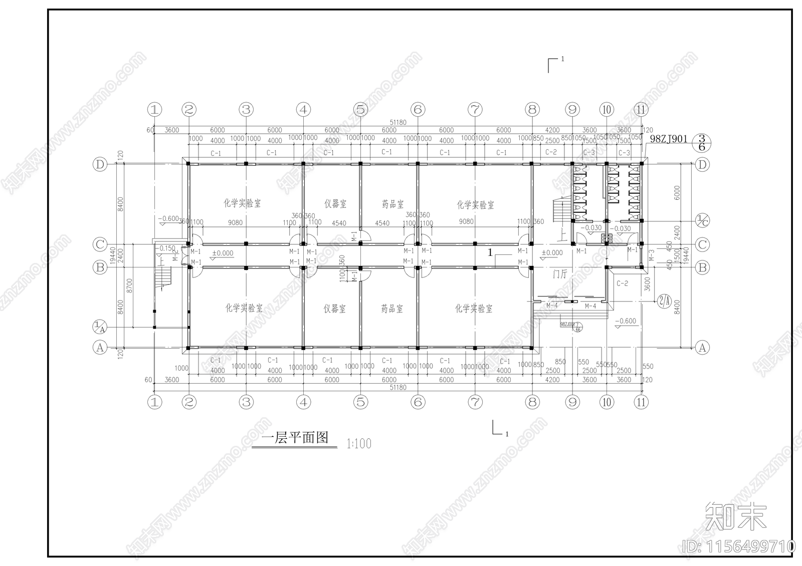 小学教学楼建筑cad施工图下载【ID:1156499710】