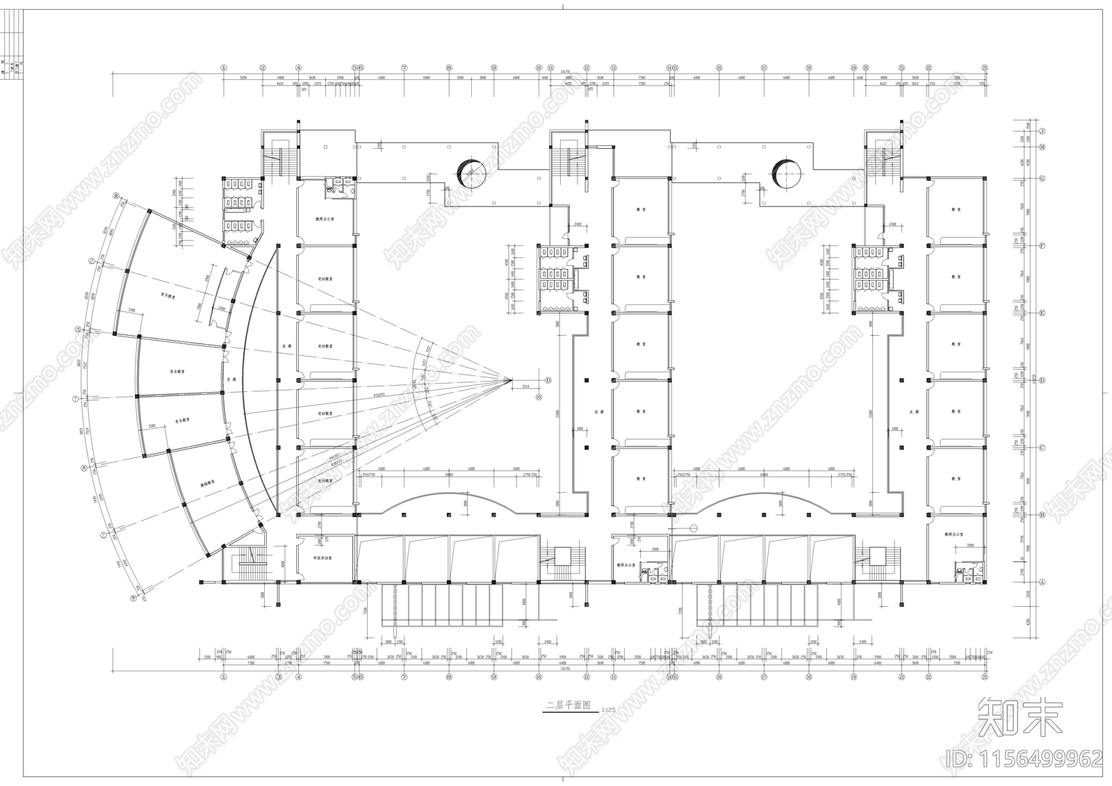 小学教学楼建筑cad施工图下载【ID:1156499962】