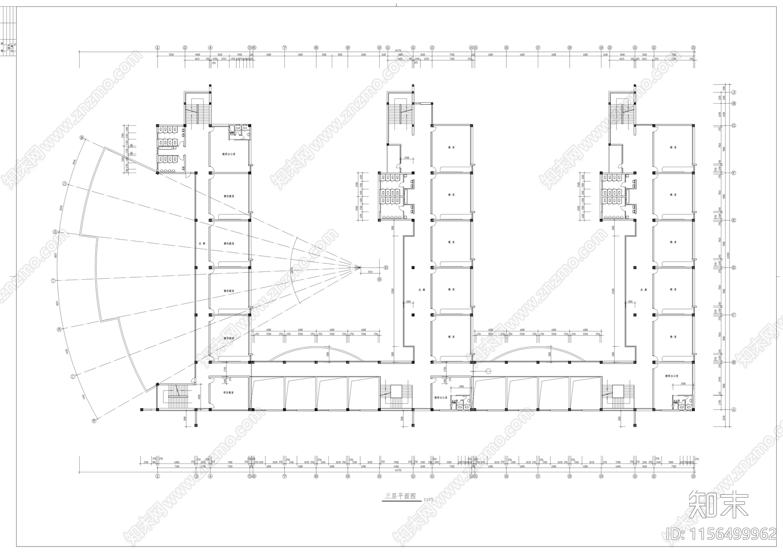 小学教学楼建筑cad施工图下载【ID:1156499962】