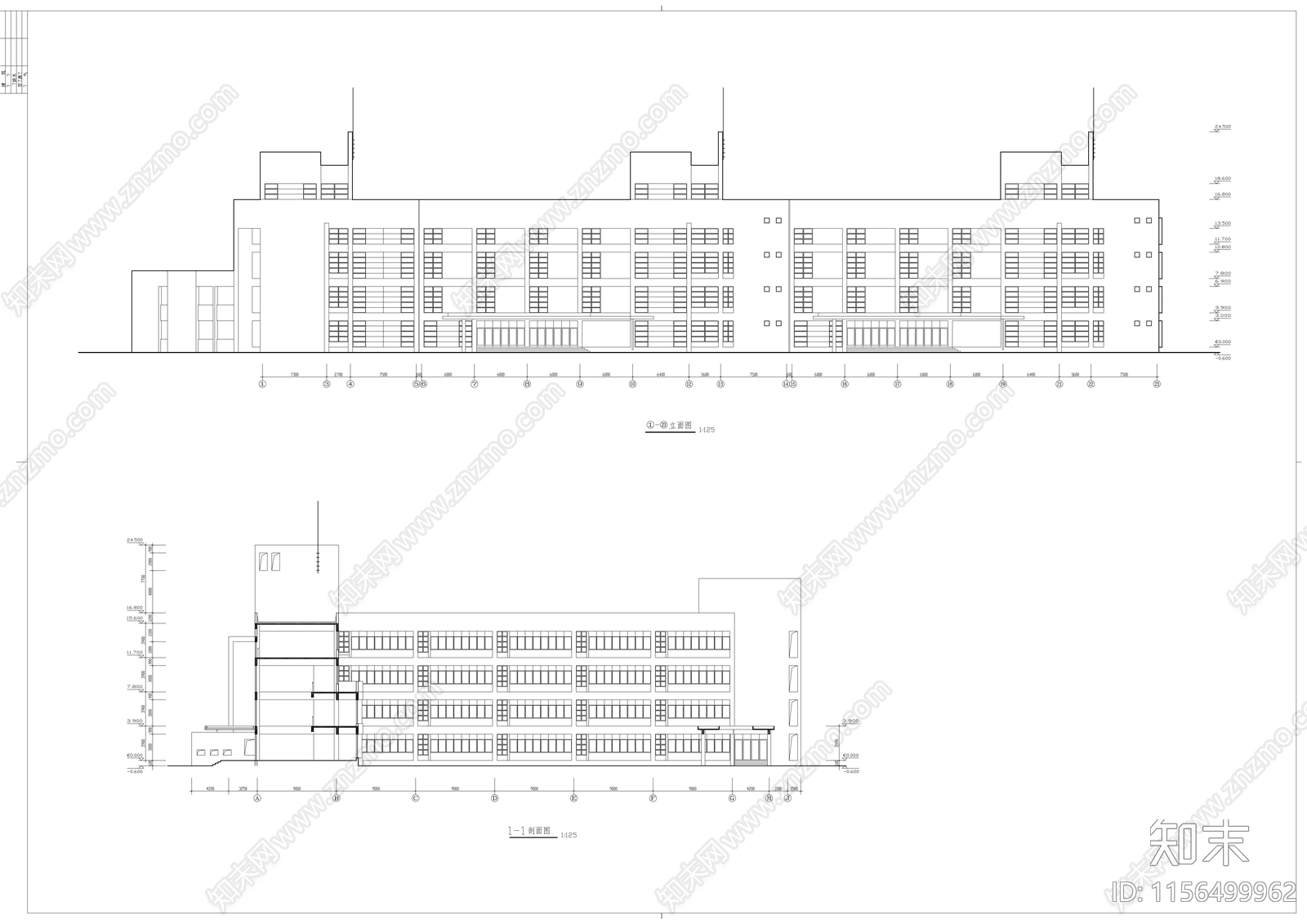 小学教学楼建筑cad施工图下载【ID:1156499962】