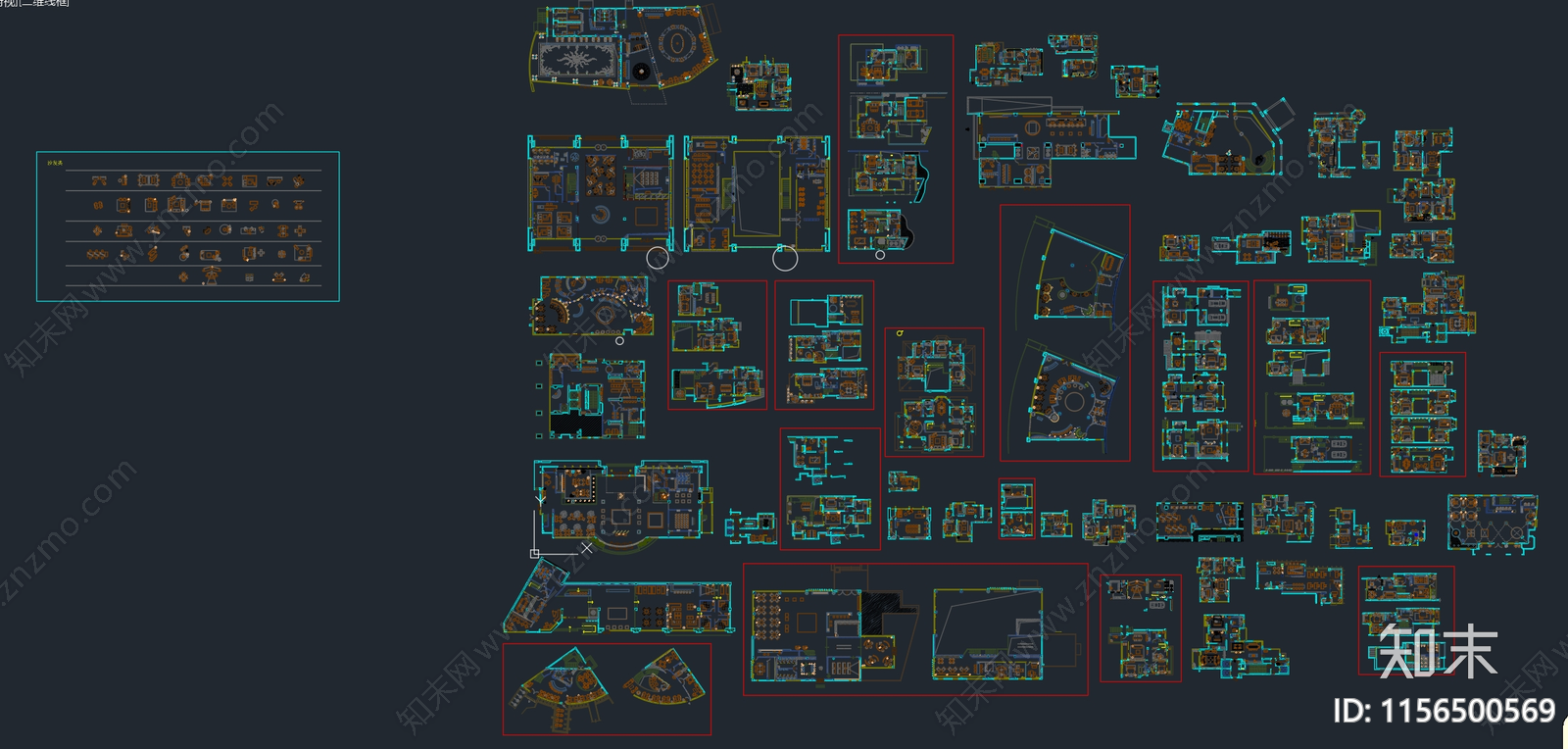 酒店及会所格局图库合集施工图下载【ID:1156500569】