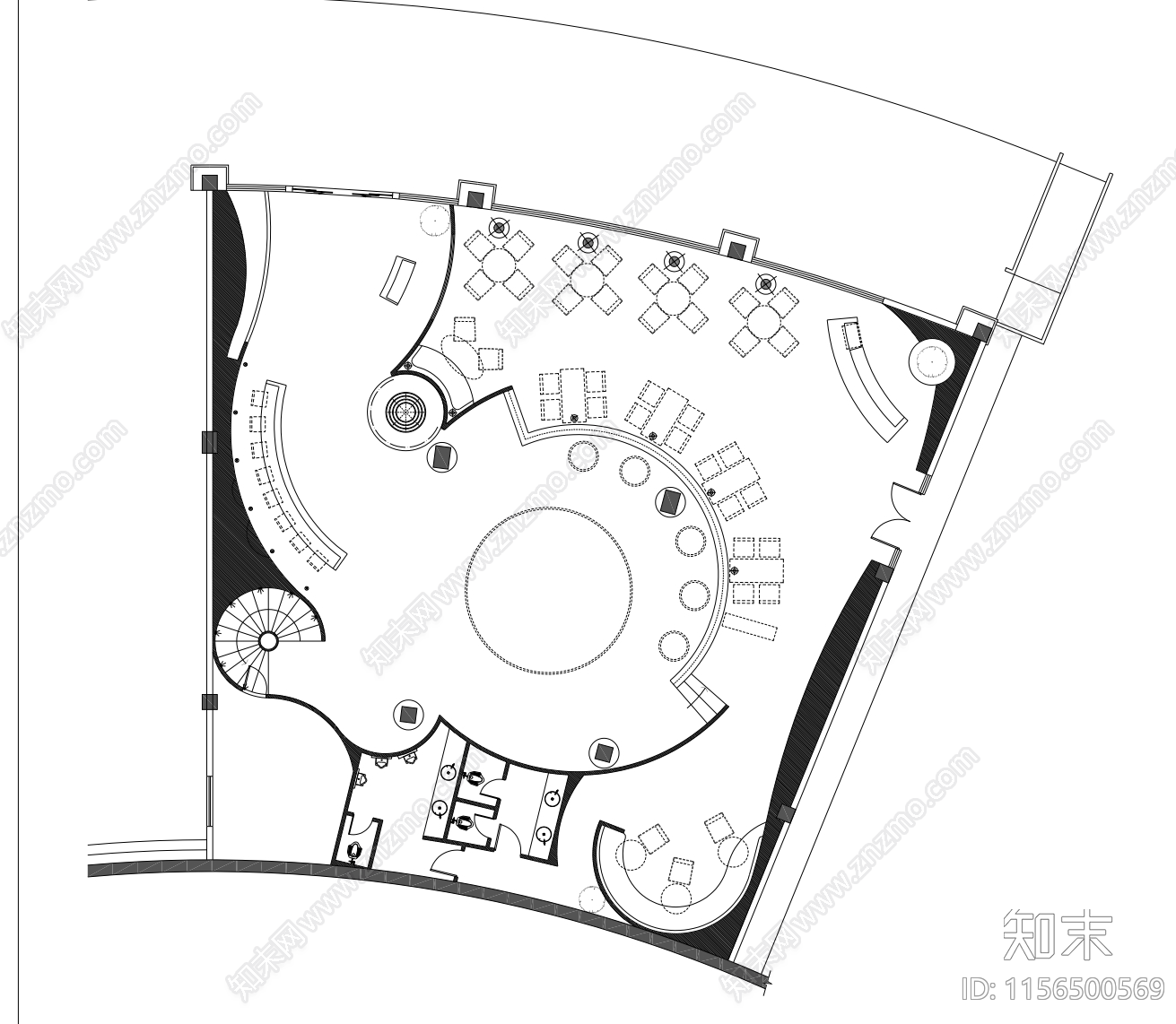 酒店及会所格局图库合集cad施工图下载【ID:1156500569】