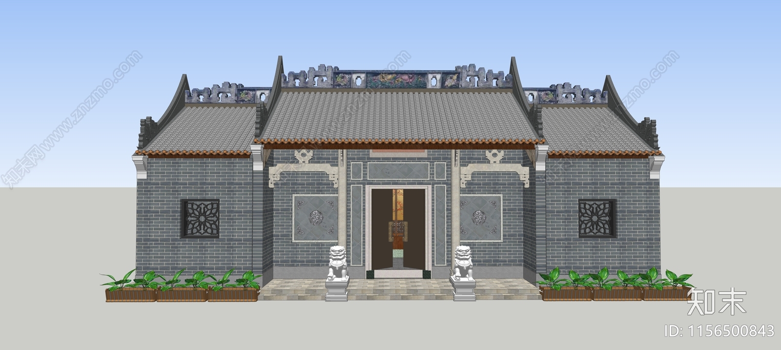 中式四合院SU模型下载【ID:1156500843】