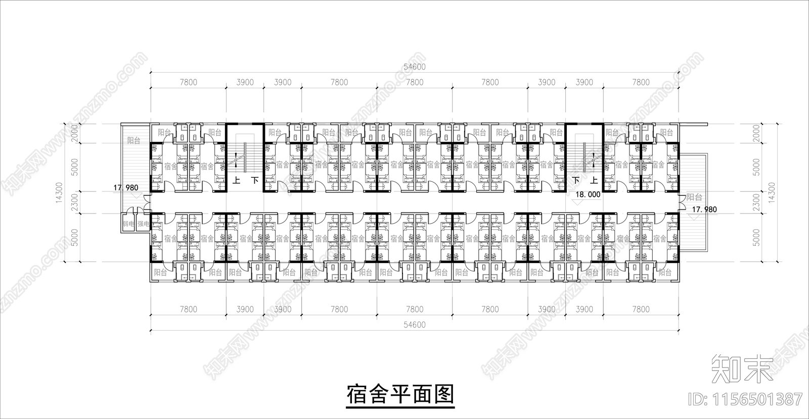 大学宿舍平面图施工图下载【ID:1156501387】