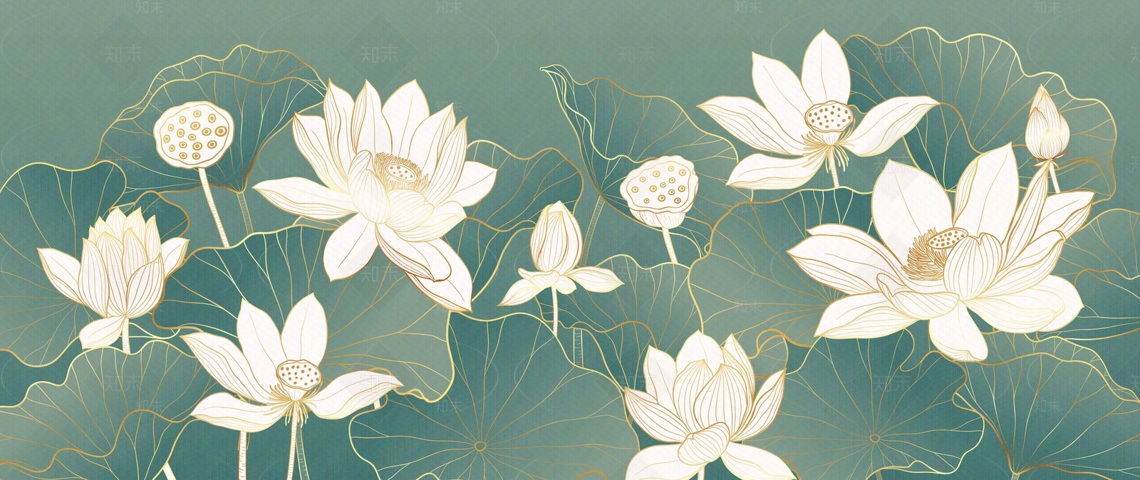 荷花壁画贴图下载【ID:1156502408】_【知末网贴图库】