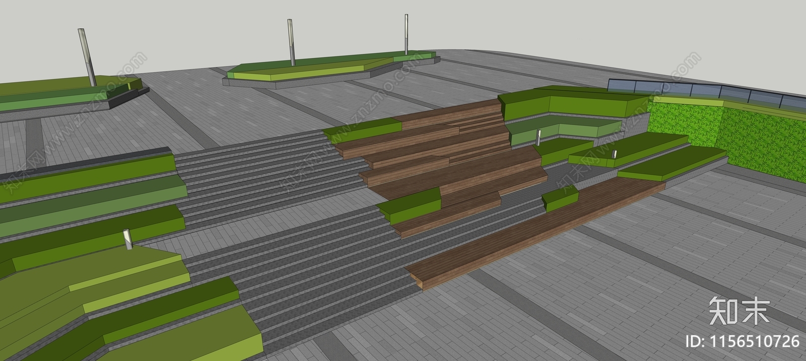 现代台阶景观SU模型下载【ID:1156510726】