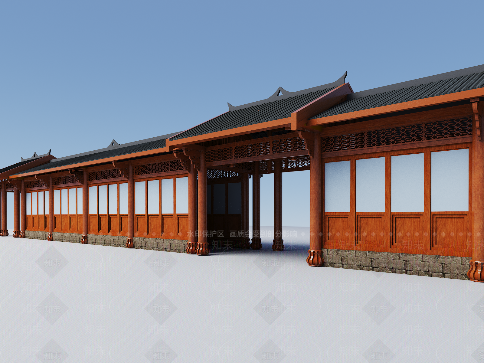 中式长廊3D模型下载【ID:1156513872】