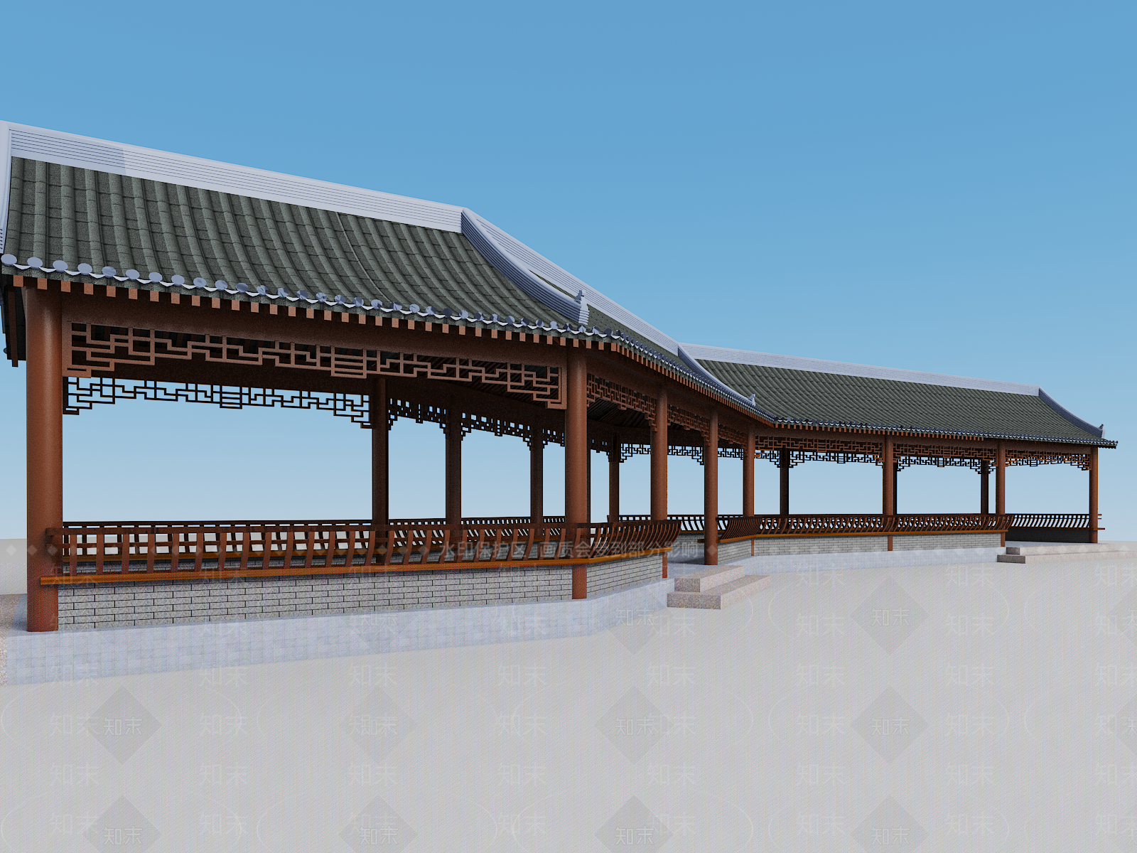 中式仿古长廊3D模型下载【ID:1156513830】