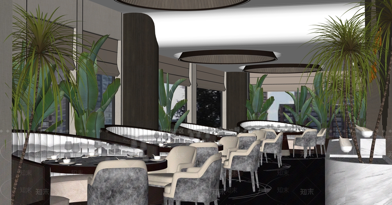 现代西餐厅SU模型下载【ID:1156518480】