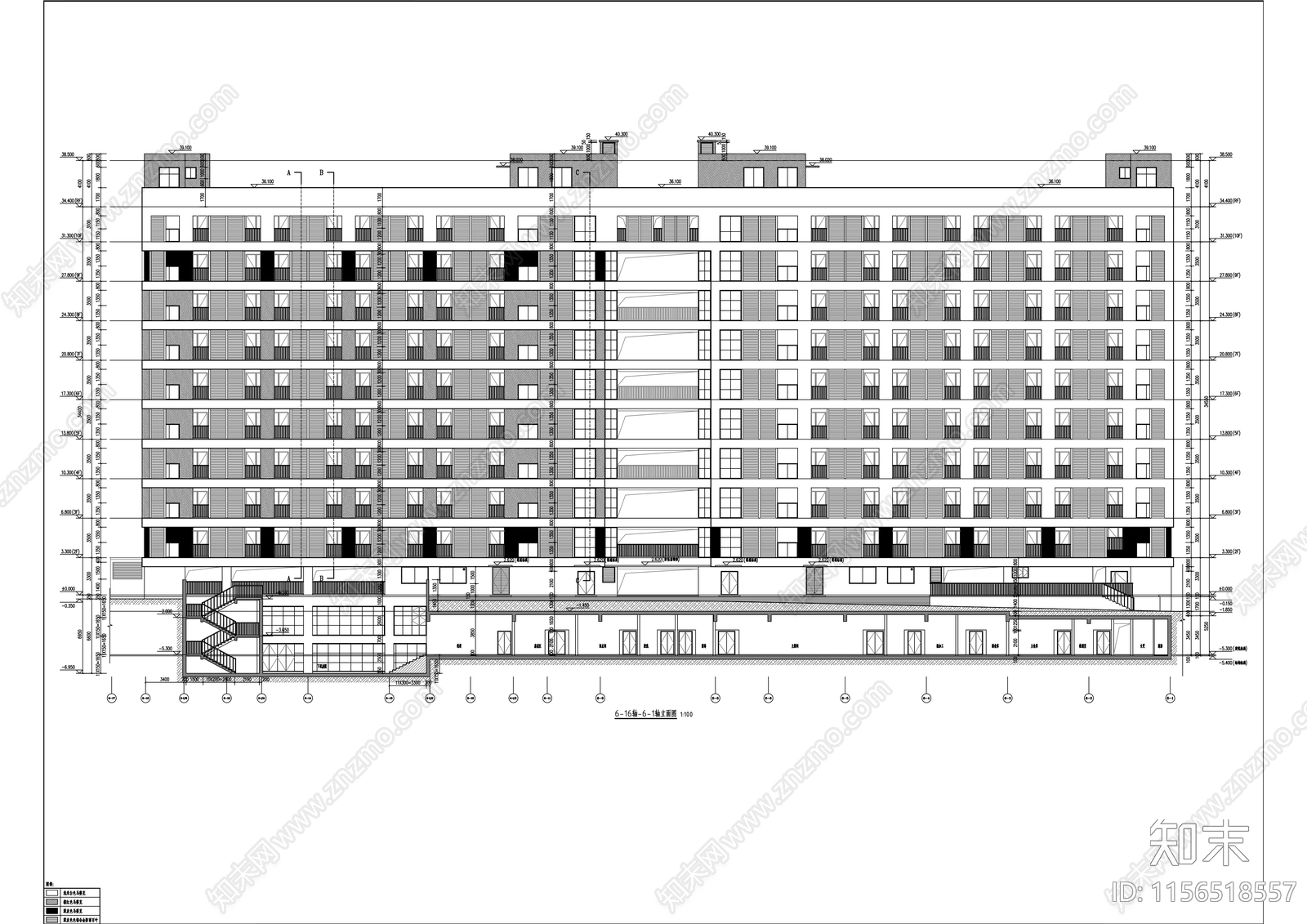 第十一中学塘西校区建筑cad施工图下载【ID:1156518557】