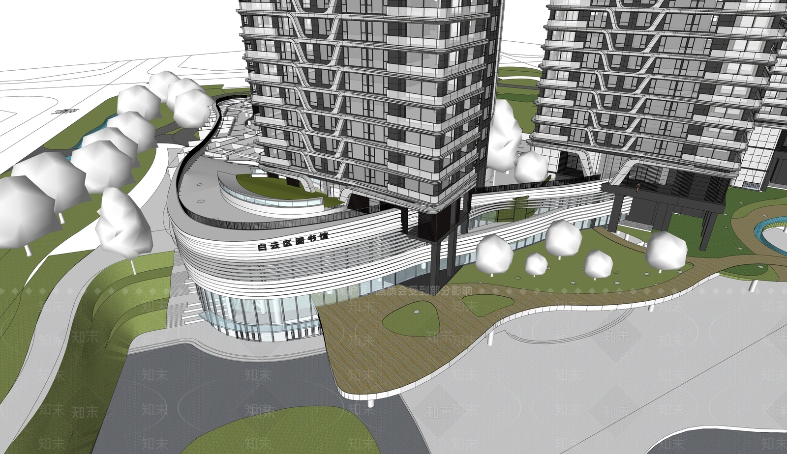 现代图书馆SU模型下载【ID:1156521844】