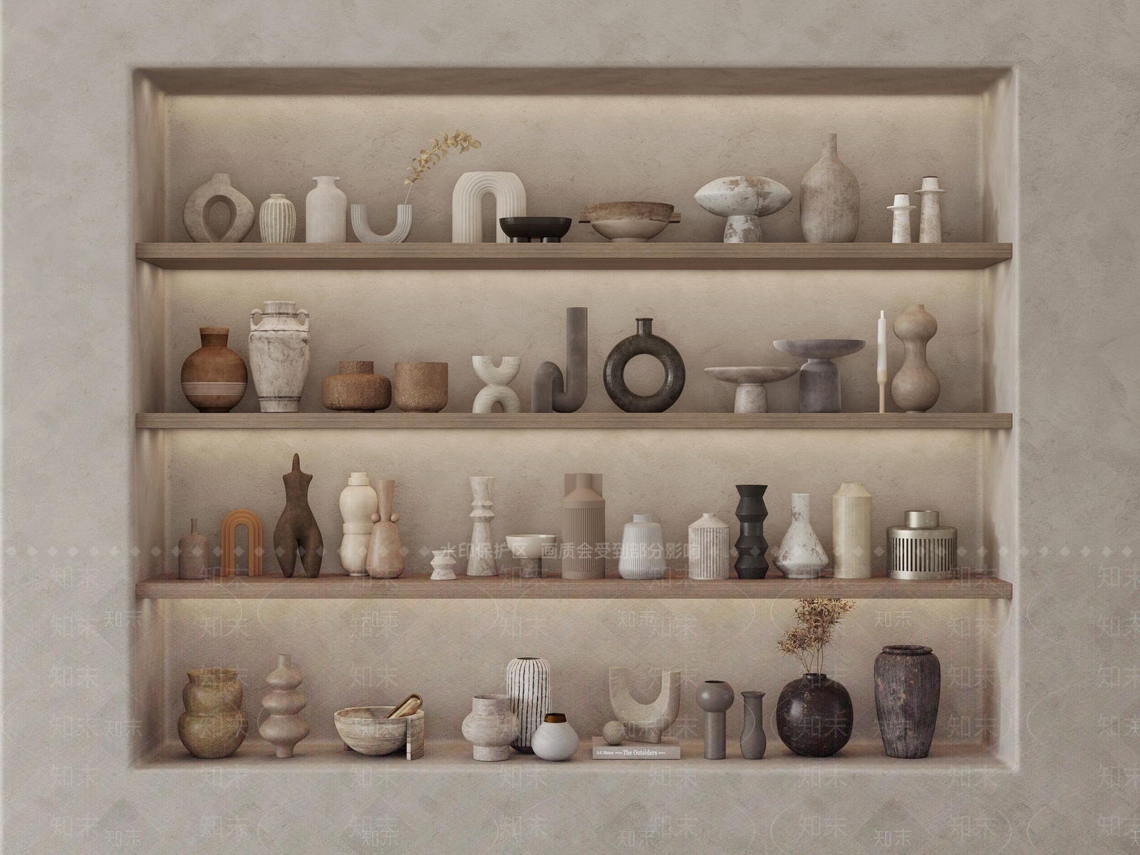 侘寂风陶瓷器皿SU模型下载【ID:1156521963】