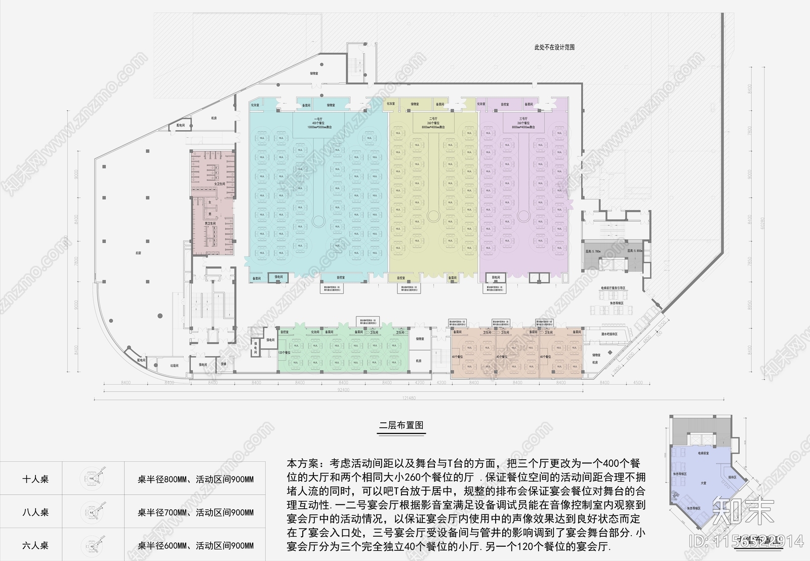 西餐厅主题宴会厅cad施工图下载【ID:1156522914】