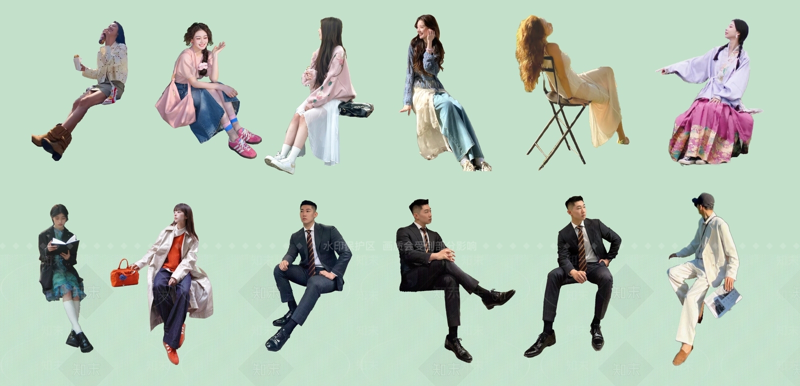 2D坐姿人物SU模型下载【ID:1156525701】