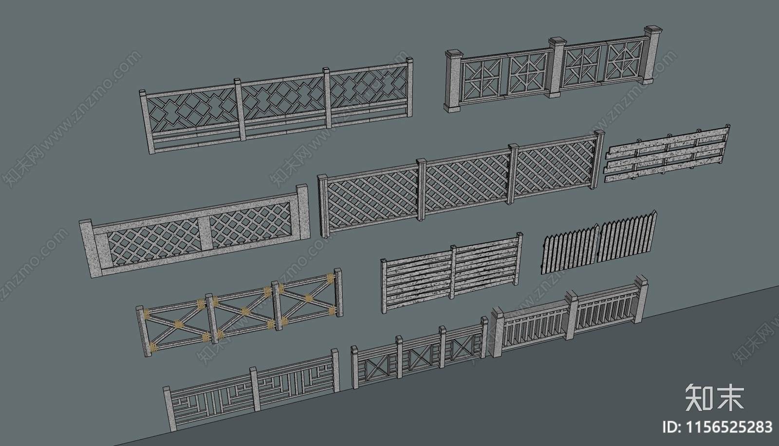 现代石栏杆SU模型下载【ID:1156525283】