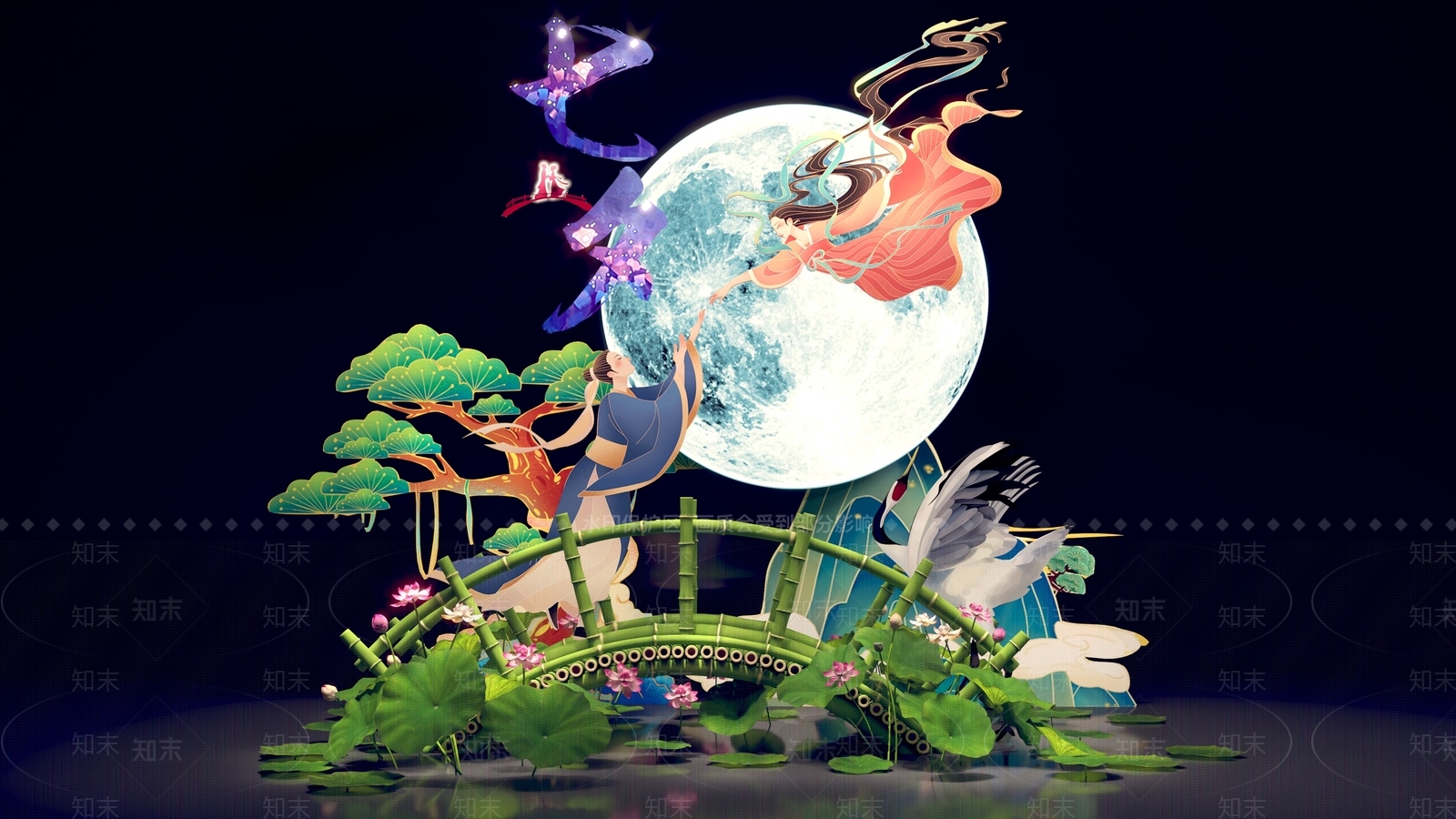 现代七夕节美陈SU模型下载【ID:1156526536】_知末su模型网