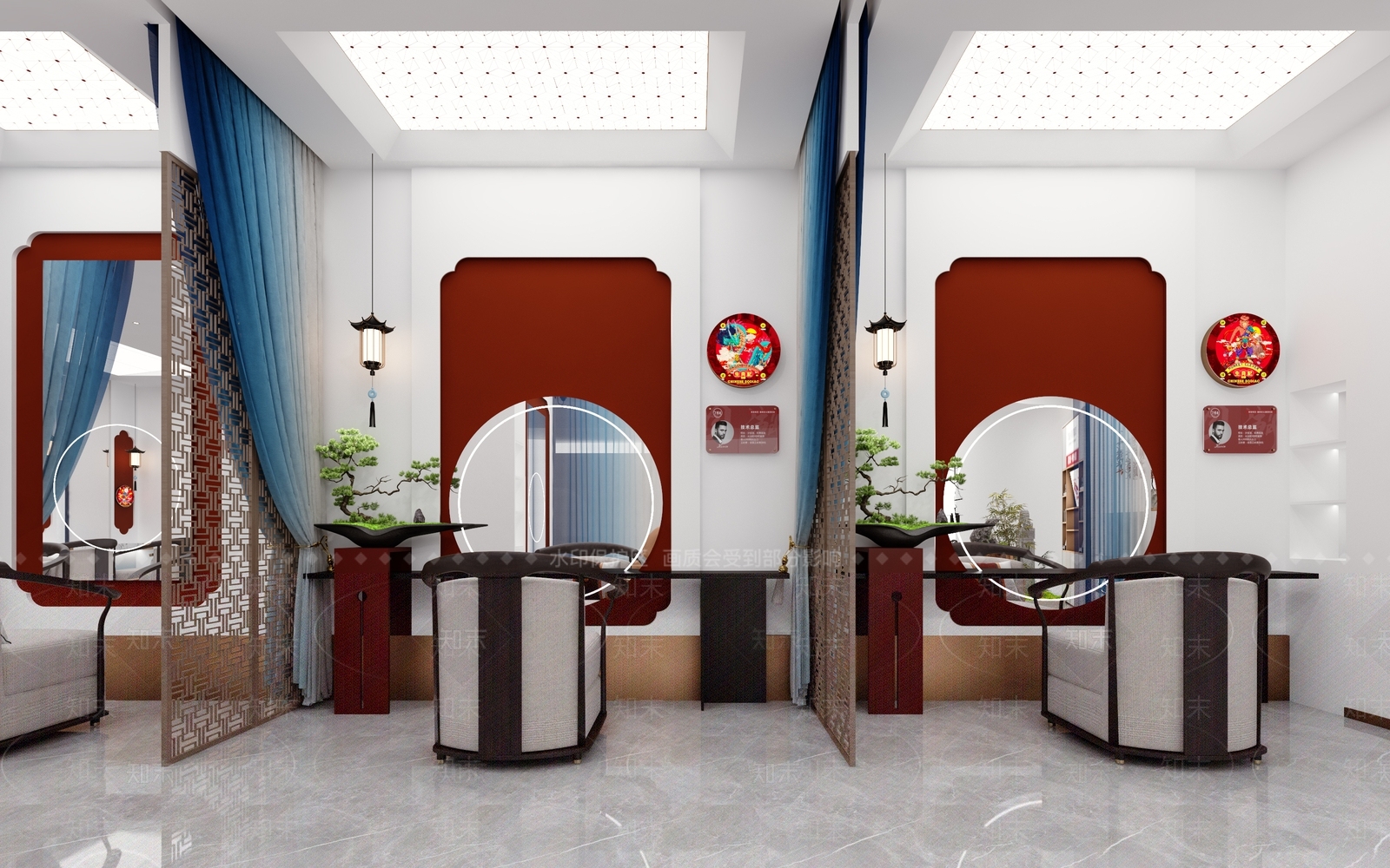 新中式美发店SU模型下载【ID:1156529811】