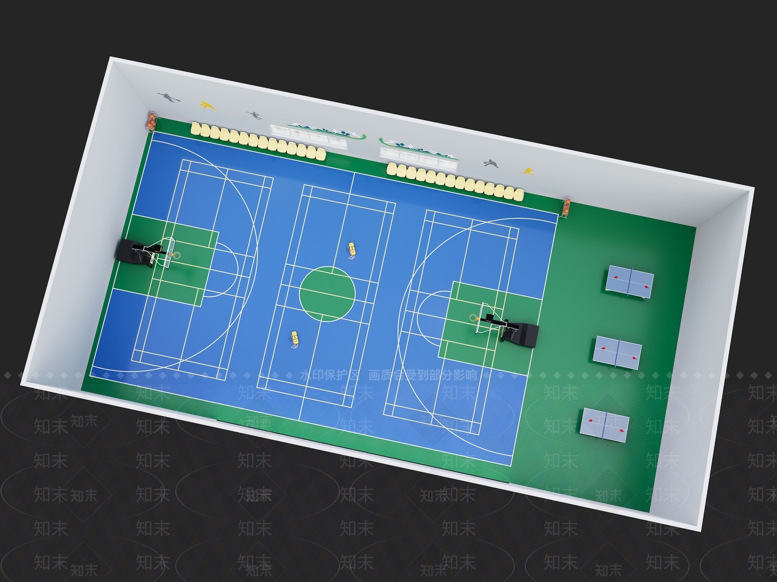 现代篮球场3D模型下载【ID:1156530891】