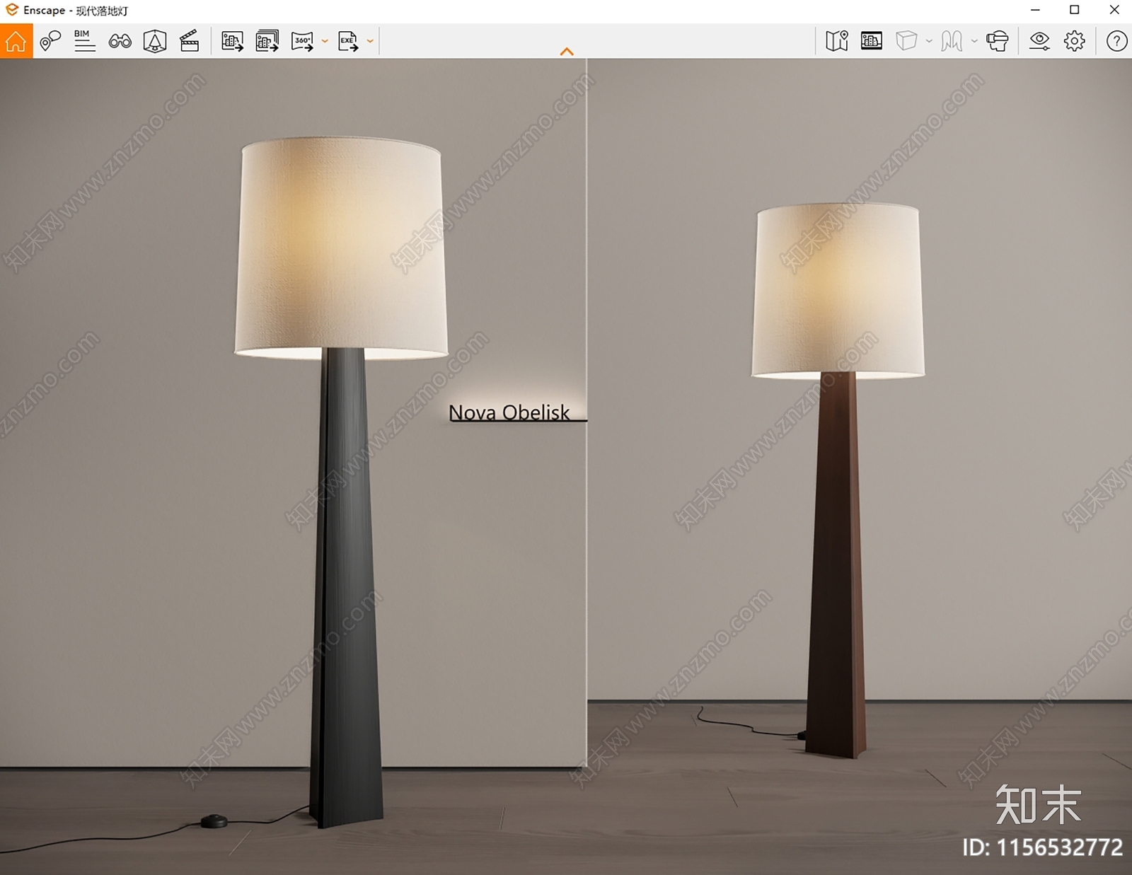 NovaObelisk现代落地灯SU模型下载【ID:1156532772】