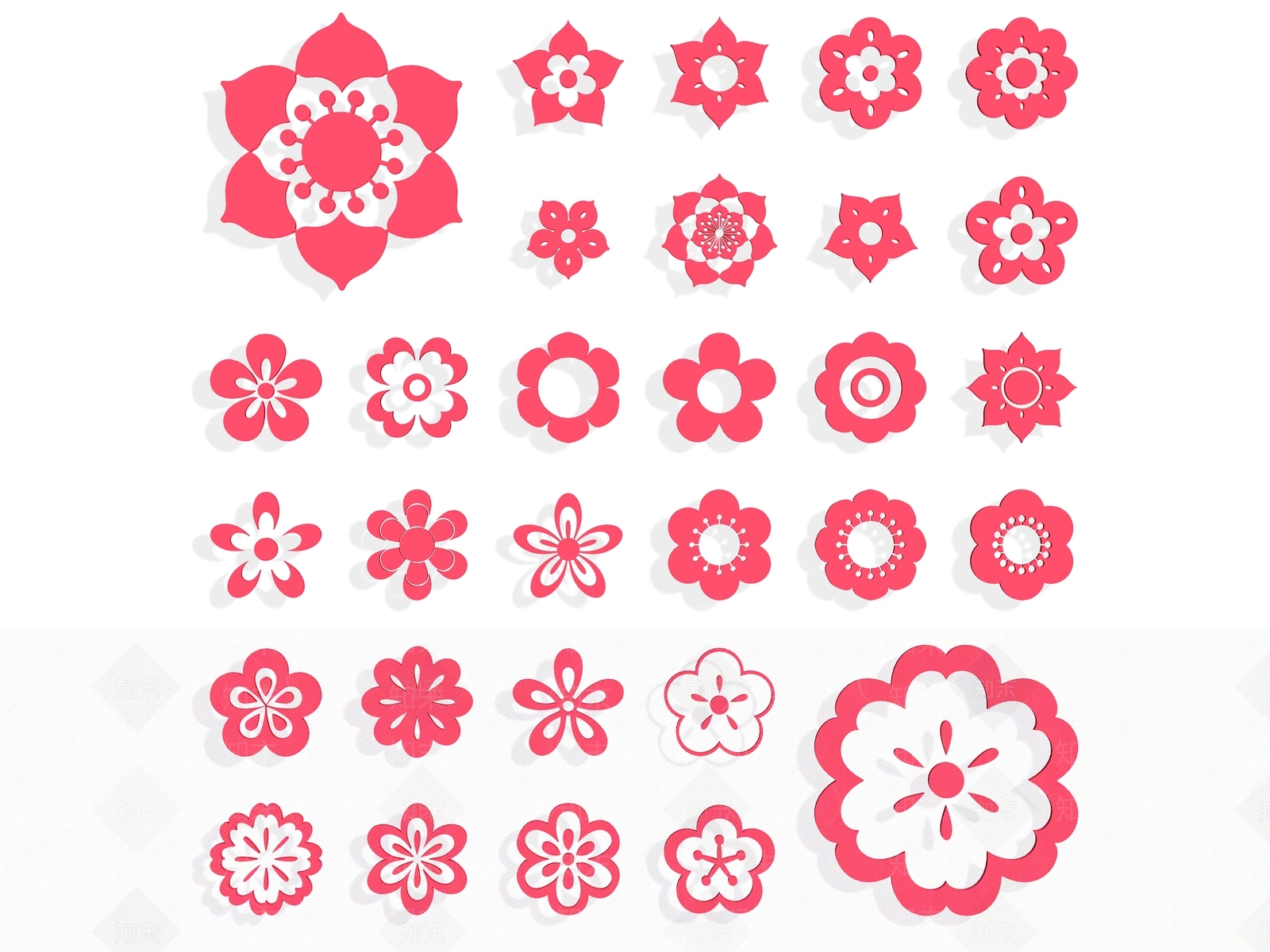 现代玫瑰牡丹百合花图案SU模型下载【ID:1156534030】