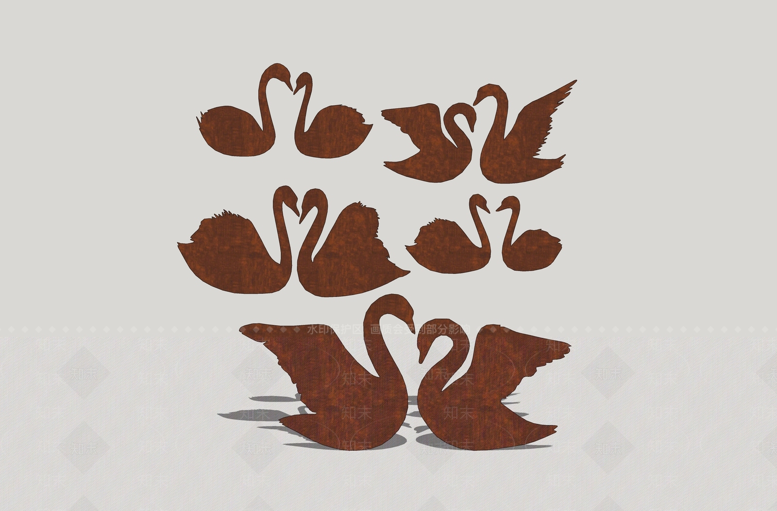 现代天鹅纹样SU模型下载【ID:1156534875】