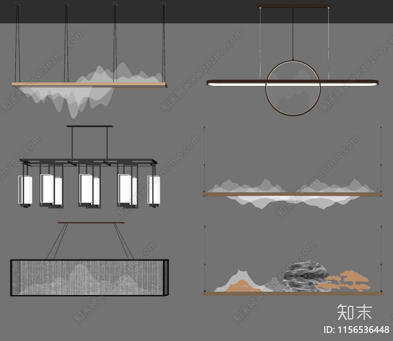 新中式吊灯组合SU模型下载【ID:1156536448】