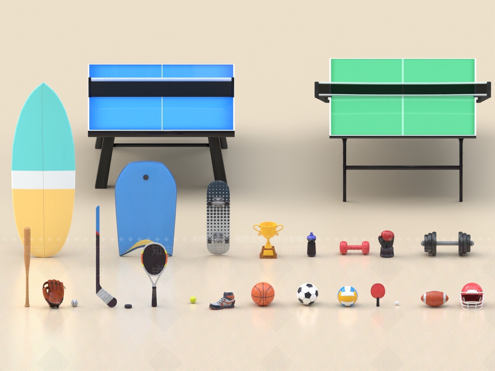 现代体育用品3D模型下载【ID:1156537325】