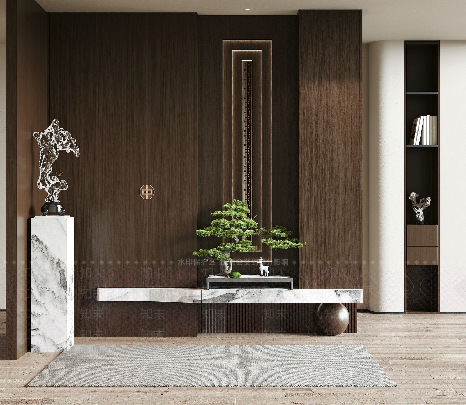 新中式玄关隔断3D模型下载【ID:1156538238】