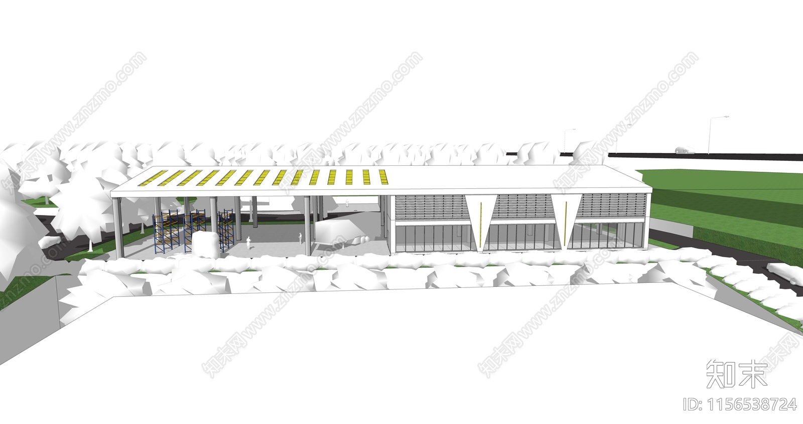 现代重庆空港某厂房SU模型下载【ID:1156538724】