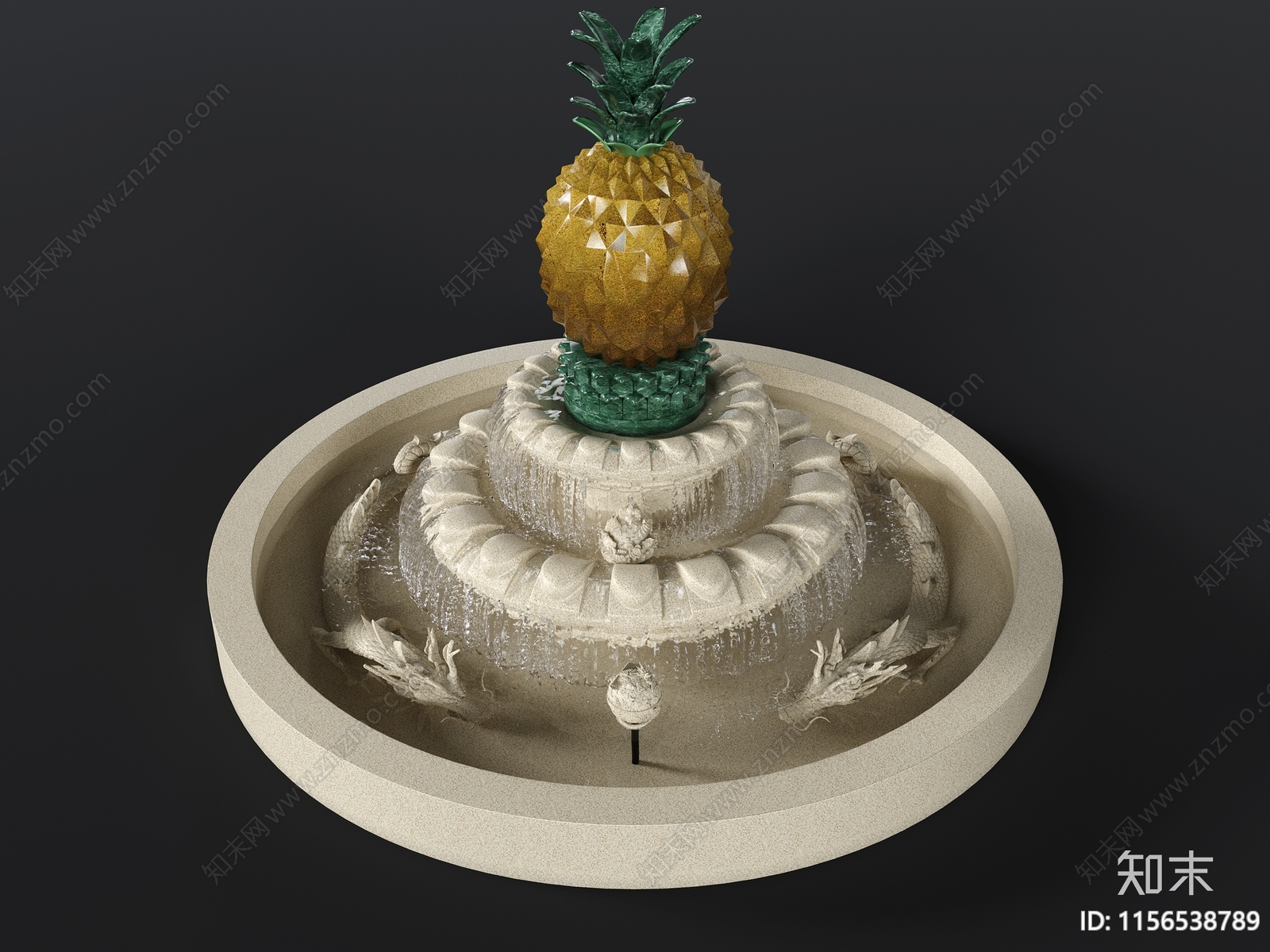 现代喷泉水池3D模型下载【ID:1156538789】