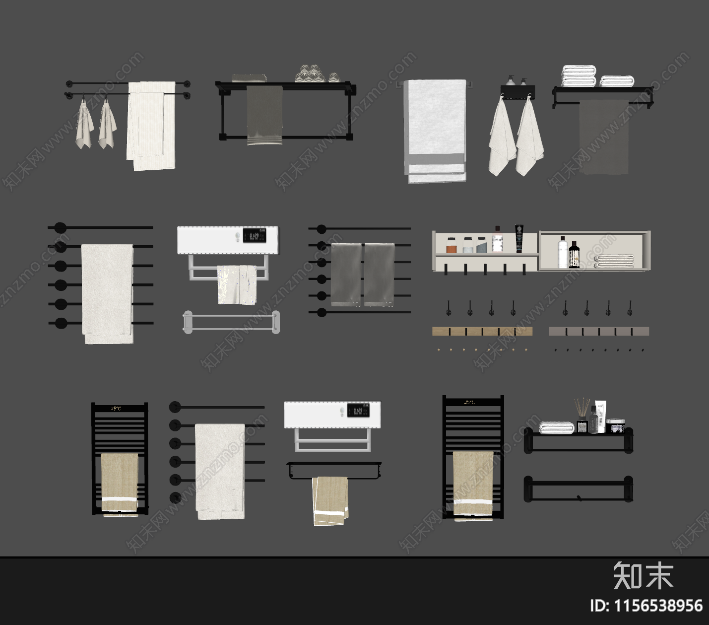 现代毛巾架SU模型下载【ID:1156538956】