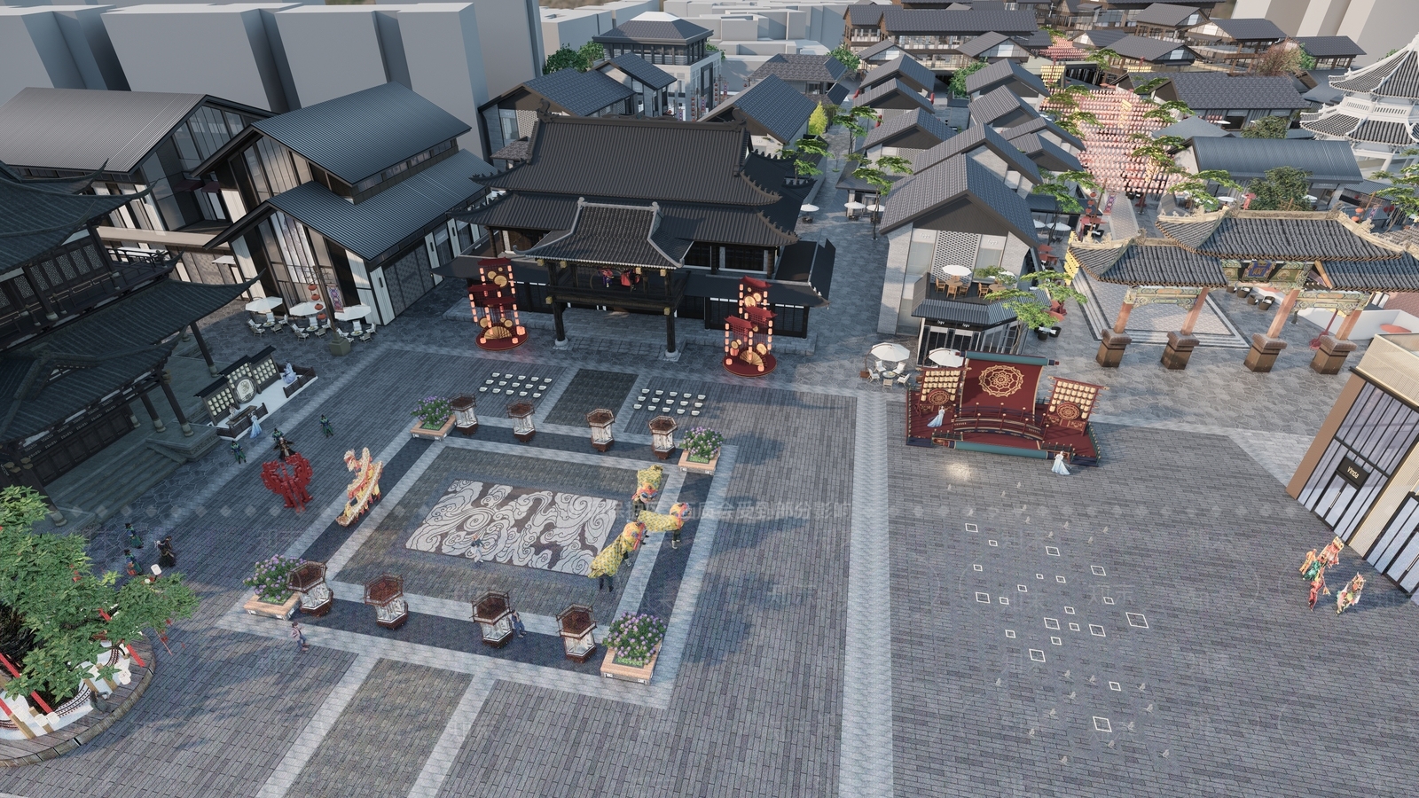 长沙万科理想城现代商业街区SU模型下载【ID:1156541735】