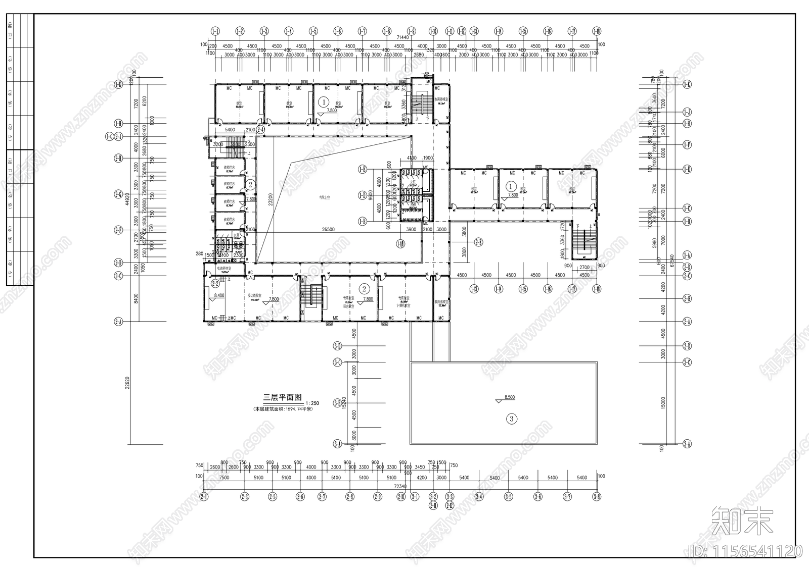 小学教学楼建筑cad施工图下载【ID:1156541120】