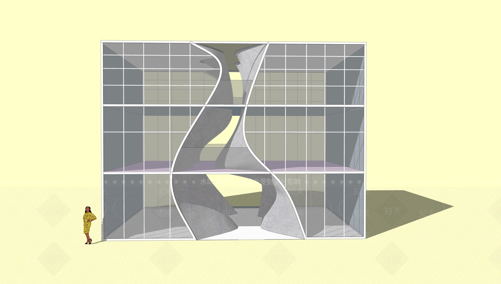 现代曲面内装商业空间SU模型下载【ID:1156544234】