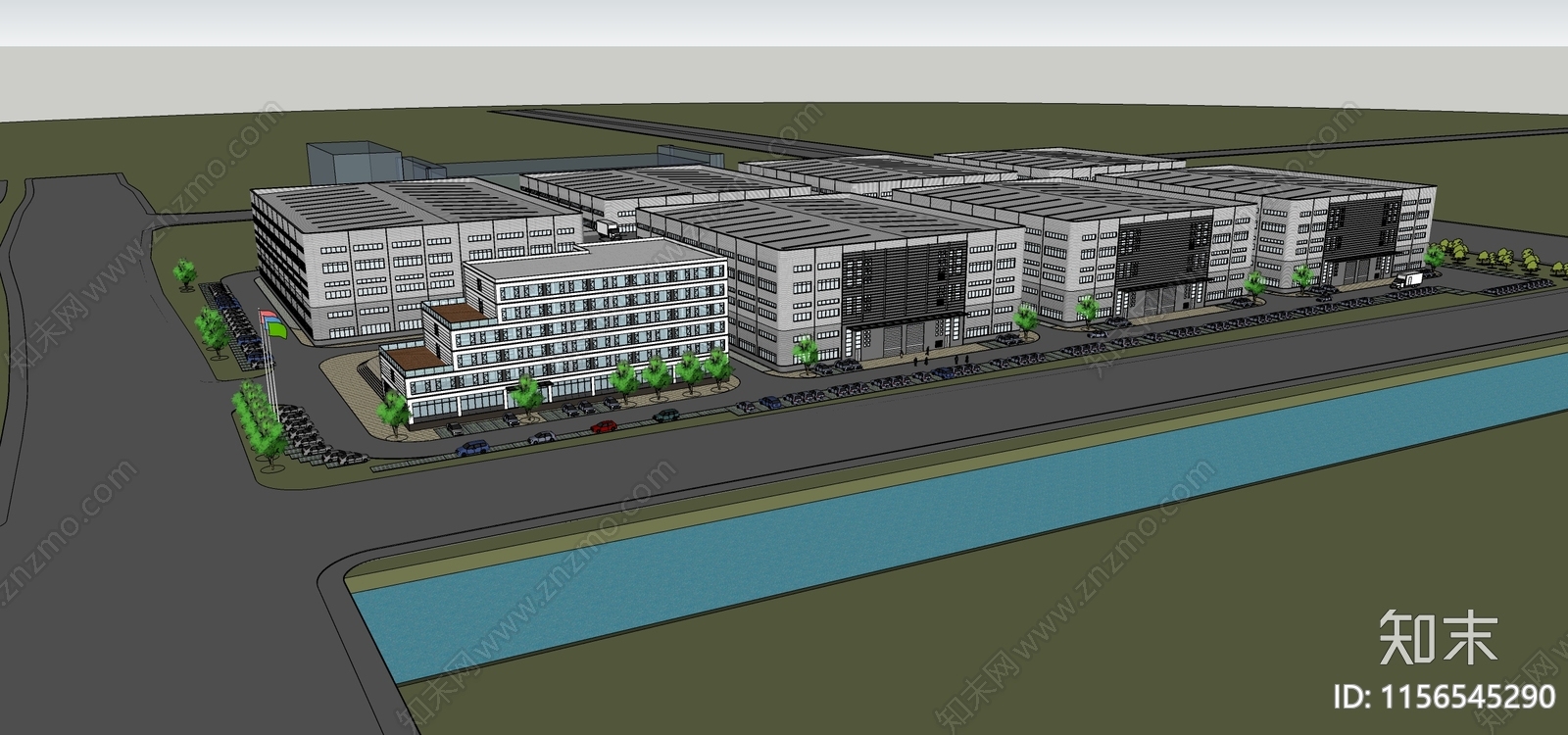 现代南方某滨海厂房SU模型下载【ID:1156545290】