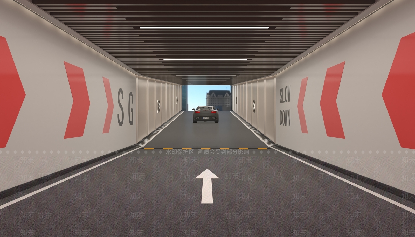 现代停车场出口坡道3D模型下载【ID:1156546885】