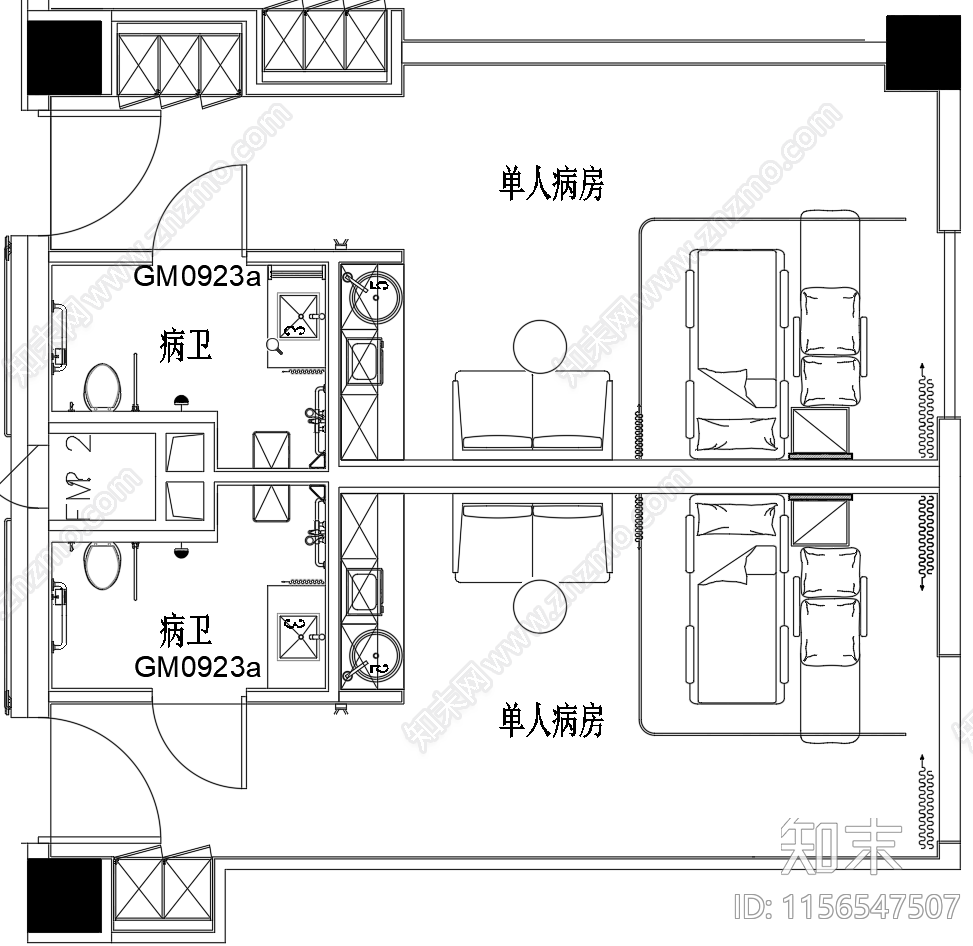 医院常用图库及平面布置cad施工图下载【ID:1156547507】