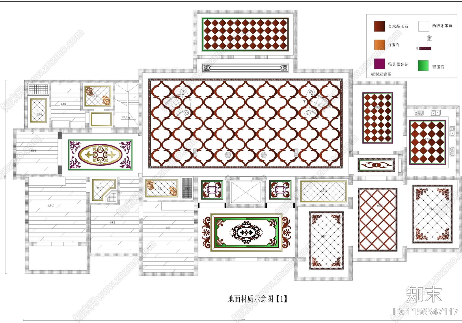 室内地面拼花图纸cad施工图下载【ID:1156547117】